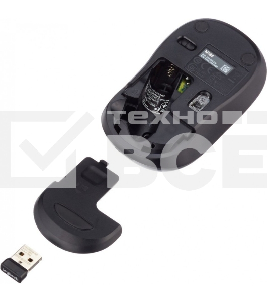 Мышь беспроводная Logitech M185, красный, 1000 dpi, радиоканал, USB, кнопки - 3