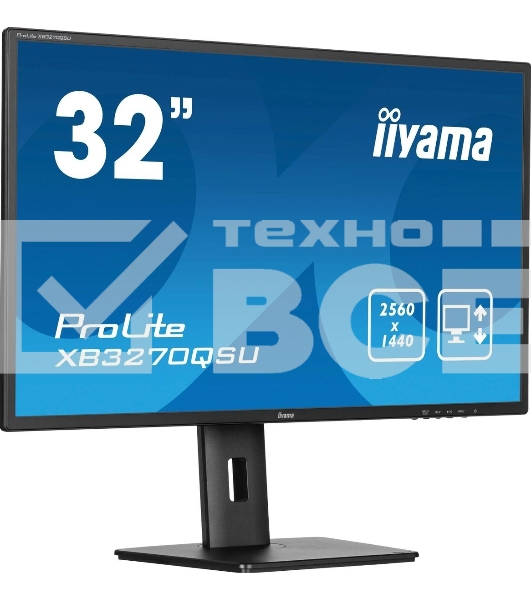 Монитор 31.5' Iiyama ProLite XB3270QSU-B1 IPS 2560x1440, 100 Гц, 3 мс, 16:9, 250 кд/м², HDMI 2.0, DP 1.4, 3.5 Jack, USB Hub (3x USB 3.0), динамики (2x2 Вт), черный