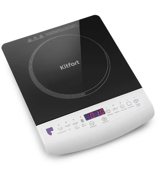 Плита настольная электрическая Kitfort КТ-101 белый/черный, стеклокерамика
