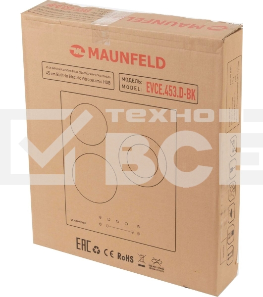 Варочная электрическая панель Maunfeld EVCE.453.D-BK, конфорок: 3 шт., стеклокерамика, независимая, черный