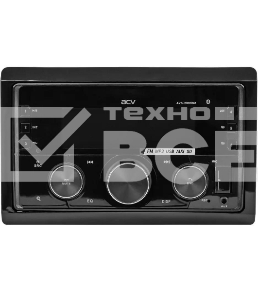 Автомагнитола ACV AVS-2100BM, 2 DIN, Bluetooth, USB Type-A, AUX, пульт ДУ