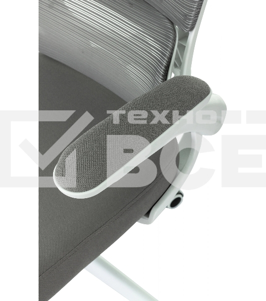 Кресло руководителя Бюрократ Sigma WH 1 серый, сетка/ткань, крестов. пластик, пластик белый