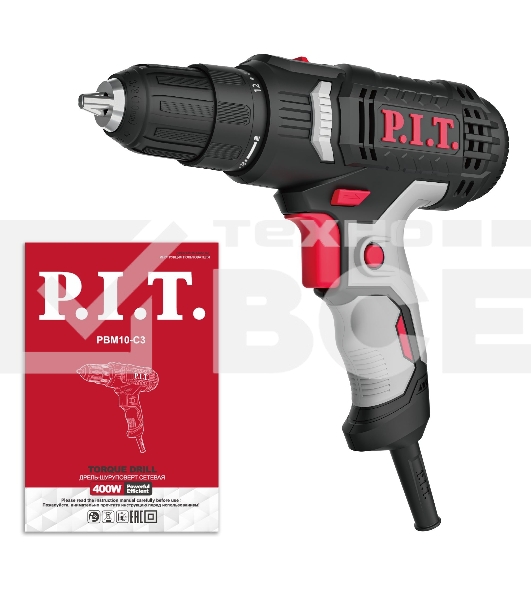 Дрель-шуруповерт P.I.T. PBM10-C3 400Вт патрон:быстрозажимной