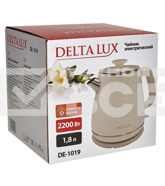Чайник электрический Delta LUX DE-1019 (1,8 л, металл/пластик) белый
