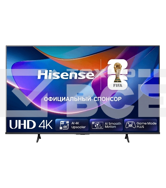 Телевизор ЖК 43'' Hisense 43', Ultra HD, VA, DLED, Smart TV (HomeOS U9.5), Wi-Fi, DVB-T2/C/S2, 2х10W, CI+(1.4), 3хHDMI, 2хUSB, 200 nits, 4000:1, Works with Alexa, Alexa Built-in, VIDAA Voice, Yandex, Black, 2026