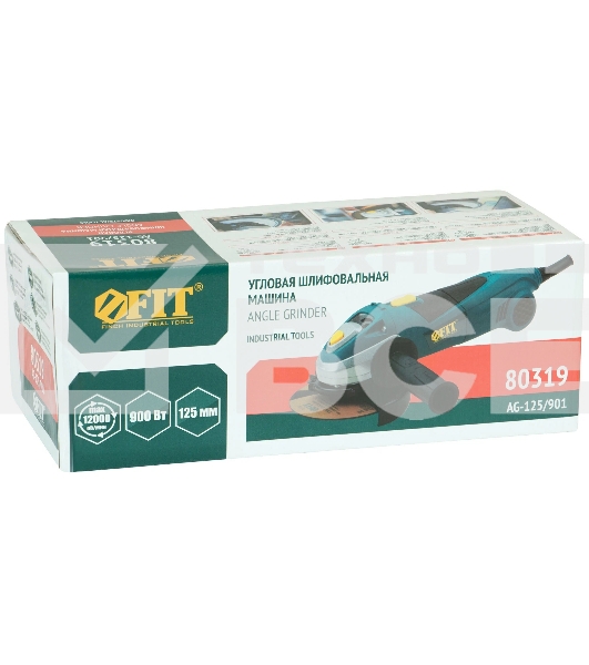 Углошлифовальная машина FIT AG-125/901 900 Вт, 12000 об/мин, БсК 125 мм, 2,1 кг, мал., рез. накл., коробка