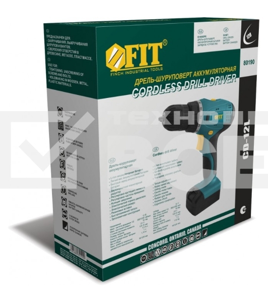 Дрель-Шуруповерт Fit CD-12L 80190, Аккумуляторная, 12В