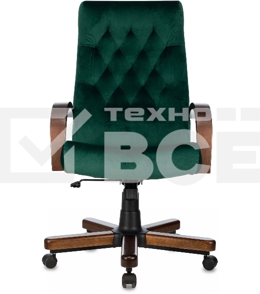 Кресло руководителя Бюрократ T-9928WALNUT Fabric Italia Green зеленый, крестов. металл/дерево