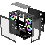 Компьютерный корпус Ocypus Gaммa C52 BK ARGB mATX/win/black/3 ARGB fans/no PSU/Tempered Glass, фото8