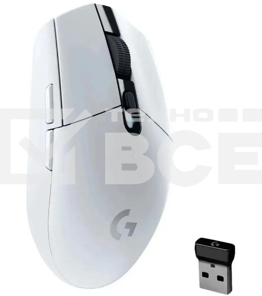 Мышь беспроводная Logitech G304 Lightspeed белый, 12000 dpi, радиоканал, USB, кнопки - 6
