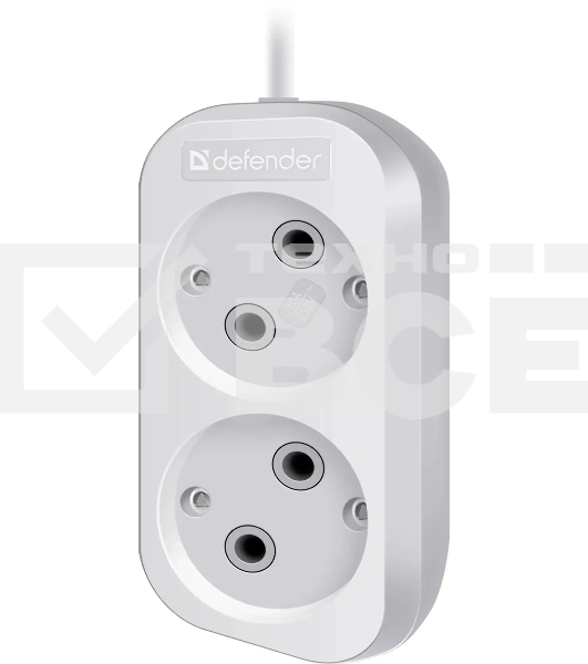 Удлинитель бытовой Defender B220 - 2 роз х 5 м, белый