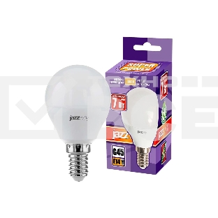Лампа светодиодная JazzWay PLED-SP-G45 7Вт шар 3000К теплый белый E14 540лм 230В