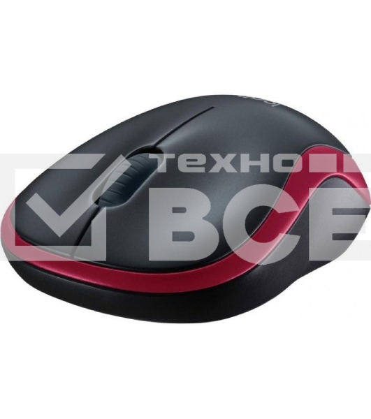 Мышь беспроводная Logitech M185, красный, 1000 dpi, радиоканал, USB, кнопки - 3
