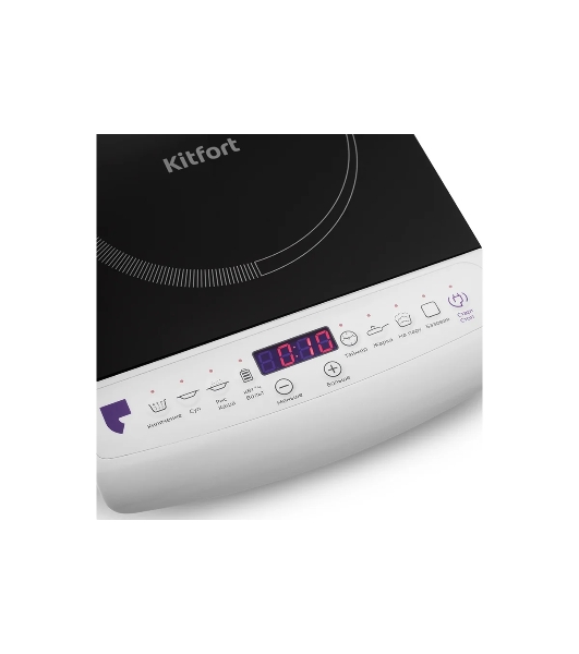 Плита настольная электрическая Kitfort КТ-101 белый/черный, стеклокерамика