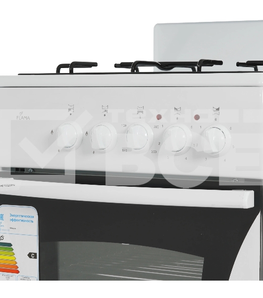 Плита комбинированная Flama RK 2201 W белый, конфорок 2 газовых и 2 электрических, духовка 50 л, 50 см x 85 см x 54 см