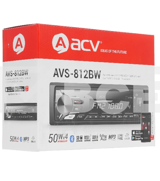 Автомагнитола ACV AVS-812BW, 1 DIN, Bluetooth, USB Type-A, AUX