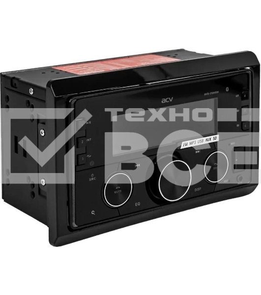 Автомагнитола ACV AVS-2100BM, 2 DIN, Bluetooth, USB Type-A, AUX, пульт ДУ