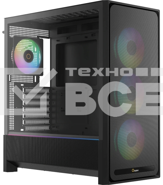 Корпус Ocypus Delta C70 BK ARGB, Midi-Tower, чёрный, 4 x 120 мм