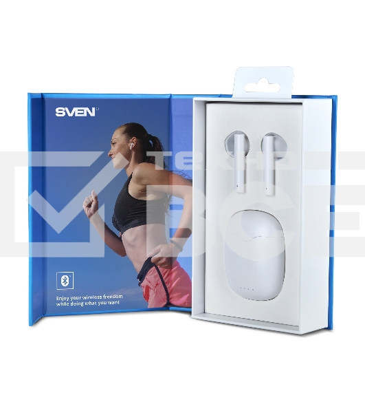 Наушники беспроводные внутриканальные с микрофоном SVEN E-727BT белый Bluetooth