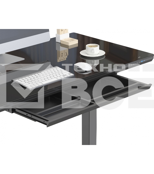 Стол Cactus CS-EGD-BBK столешница стекло черный, каркас черный