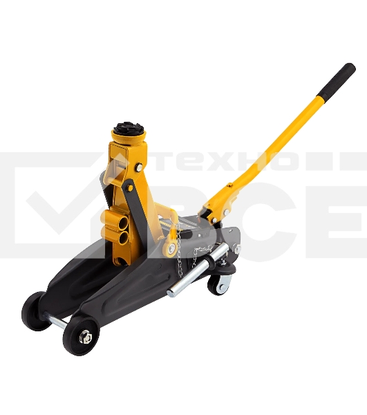 Домкрат гидравлический подкатной с фиксатором Denzel 2 т, 130-330 мм, в кейсе 51154