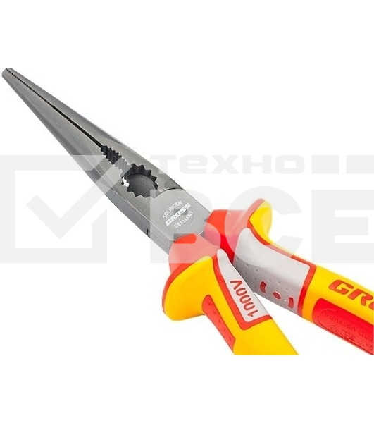 Длинногубцы GROSS 17177 диэлектрические рукоятки до 1000в трехкомпонентные рукоятки 205 мм