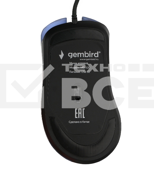 Мышь проводная Gembird MG-520 черный, 3200 dpi, USB, кнопки - 6