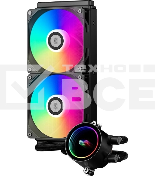 Система водяного охлаждения PcCooler DA240 BK ARGb Soc-AM5/AM4/1200/1700/1851 черный 4-pin Al+Cu 270W Ret (DA240-BKAWXX-GL)