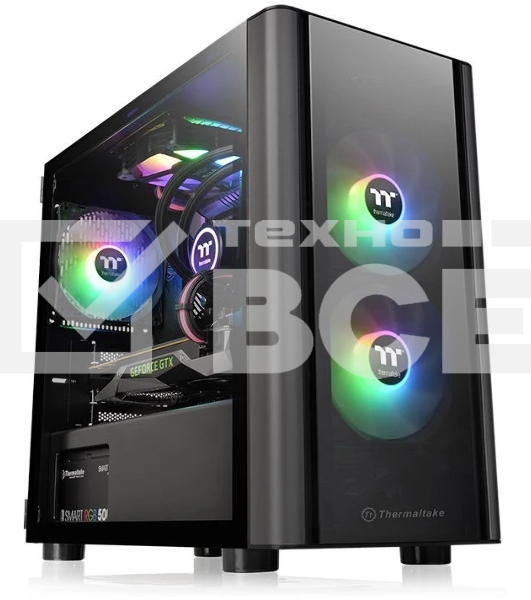 Компьютерный корпус Thermaltake V150 TG CA-1R1-00S1WN-00 Black/Win/SPCC/Tempered Glass*2/ 120mm Standard Fan*1