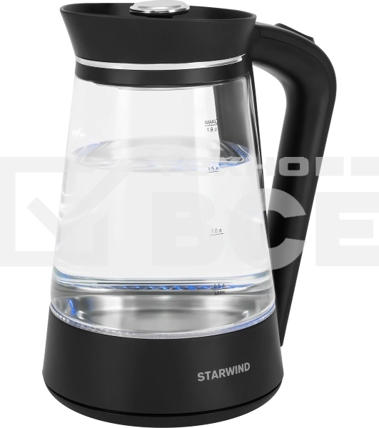 Чайник электрический Starwind SKG2116 1.8л. 1700Вт черный/прозрачный корпус: стекло