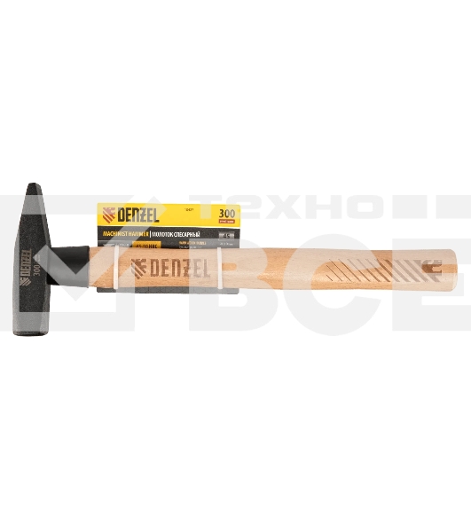 Молоток слесарный Denzel 300 г, кованый квадратный боек, буковая рукоятка