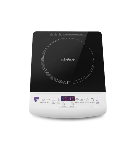 Плита настольная электрическая Kitfort КТ-101 белый/черный, стеклокерамика