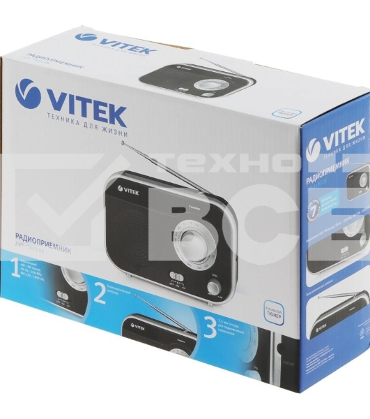 Радиоприемник Vitek VT-3593 (BK) Выходная мощность 1 вт. Динамики 1.Тип батареек UM-2/C