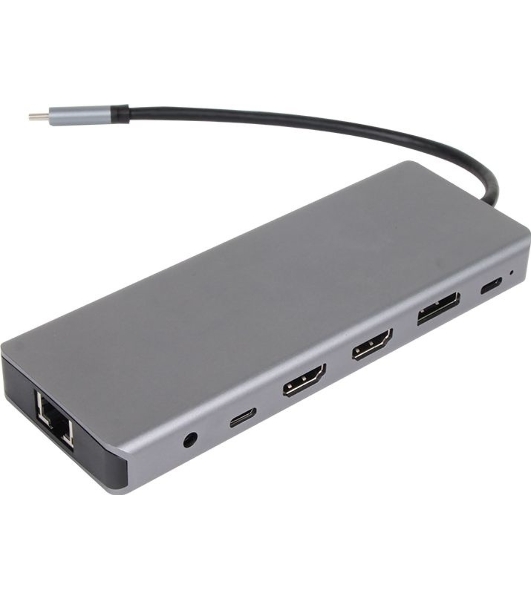 USB-концентратор VCOM CU4706, USB Type-C, HDMI/DP/USB3.0/TC/USB2.0/RJ45/SD/TF/PD/3.5 мм jack, USB Type-C