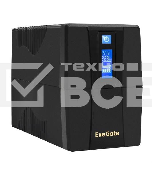 Источник бесперебойного питания ExeGate SpecialPro Smart LLB-1000.LCD.AVR.2SH.RJ.USB <1000VA/550W, LCD, AVR, 2*Schuko,RJ45/11,USB, Black>
