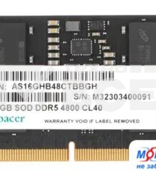 Оперативная память Apacer, DDR5, 16GB (1x16GB), 4800MHz, CL40, SO-DIMM
