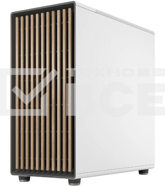 Компьютерный корпус без блока питания Fractal Design North XL TG Dark Tint, Full-Tower, 3x140мм, 2xUSB-A 3.2 + 1xUSB 3.2 Type-C E-ATX, ATX, mATX, mITX Wood panel, Chalk белый