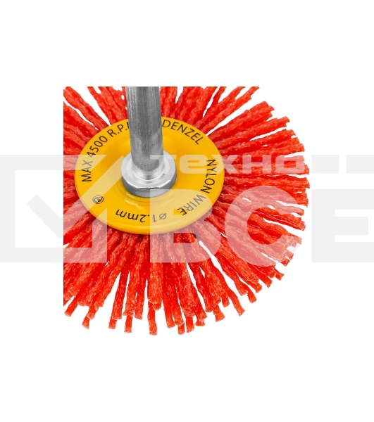 Щетка для дрели Denzel 65 мм, плоская, со шпилькой, нейлоновая щетина