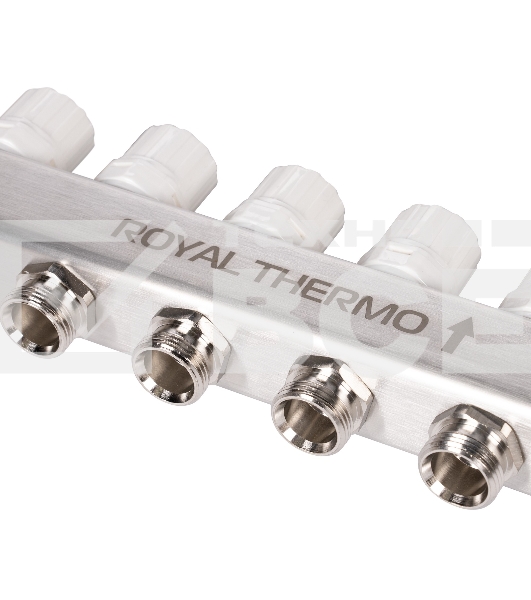 Коллектор Royal Thermo нерж. в сборе универсальный 1' ВР-3/4' НР с автомат. воздухоотвод-ми 10 вых.