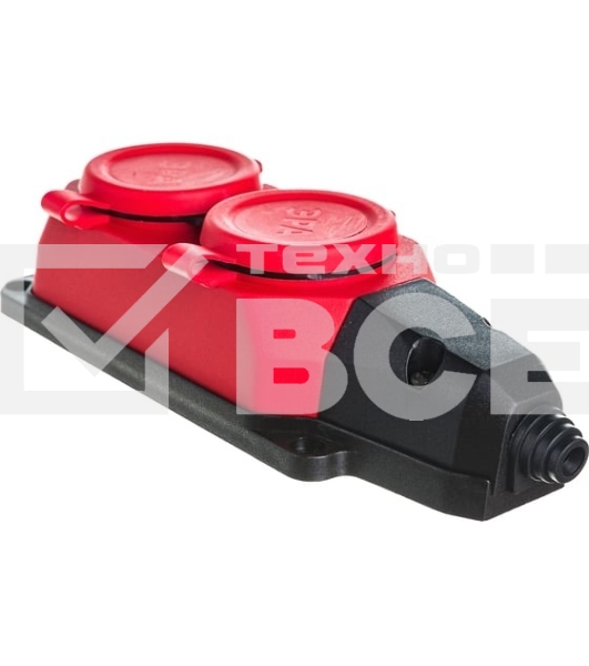 Колодка каучуковая ЭРА с/з 2 гн 16A IP44 красная (12/120/720)