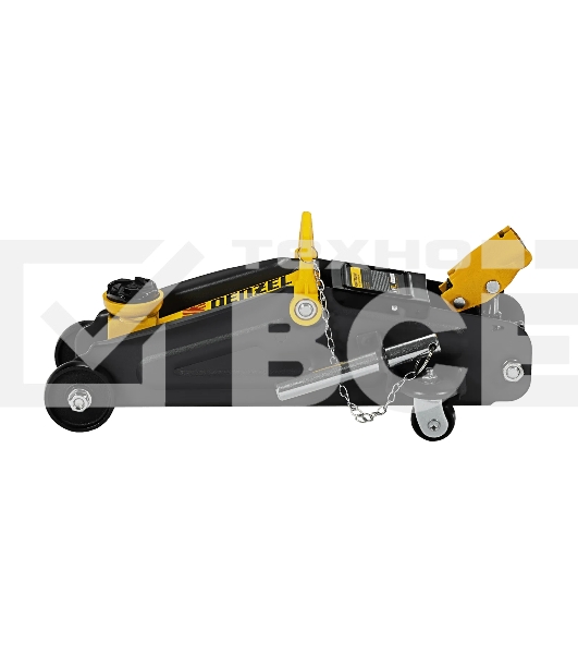 Домкрат гидравлический подкатной с фиксатором Denzel 2 т, 130-330 мм, в кейсе 51154