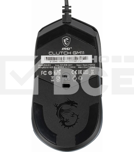 Мышь проводная MSI Clutch GM11 черный, 5000 dpi, USB, кнопки - 6