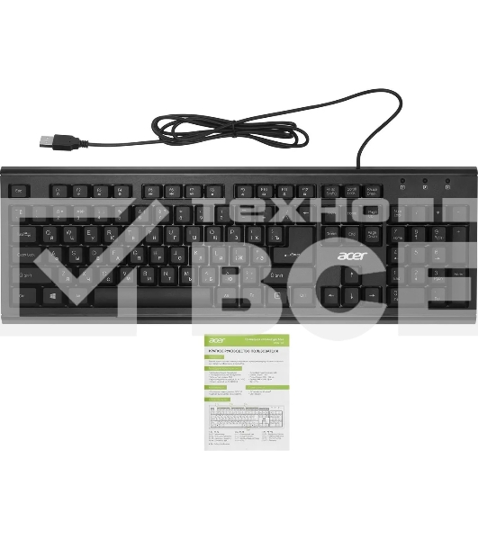 Клавиатура Acer OKW120 проводная, USB, черный