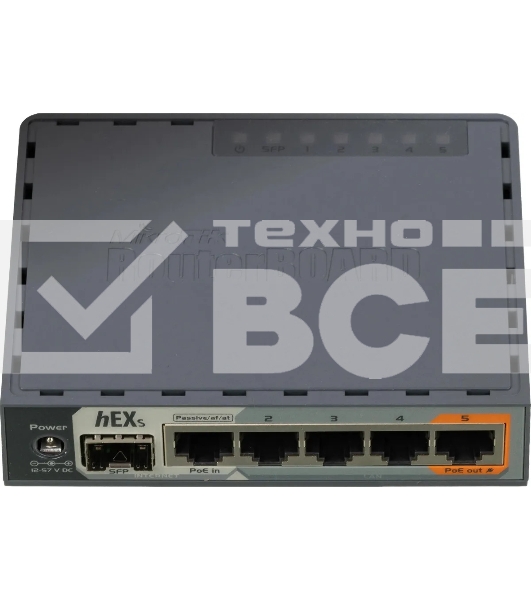 PoE-маршрутизатор MikroTikRB760iGS2 ядра (880 МГц), 5х 1G RJ45, SFP, USB, MicroSD, раздача PoE (HEX S)
