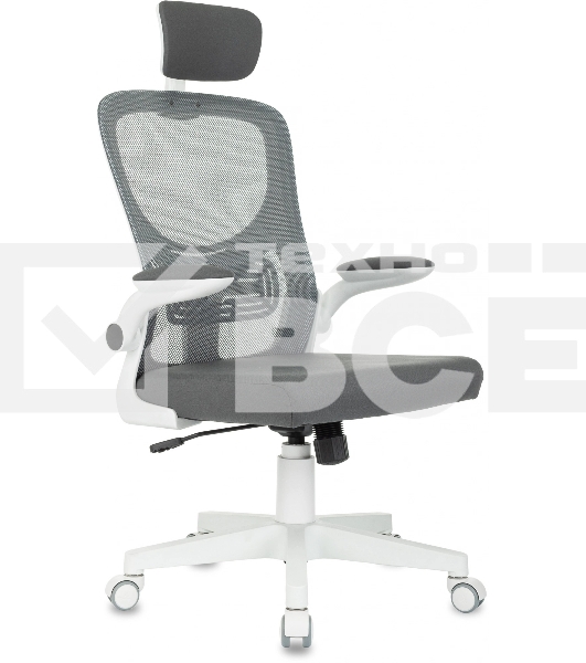 Кресло компьютерное Бюрократ ASTER NH-W TW-04 Neo Grey темно-серый, сетка/ткань, с подголов. крестов. пластик, пластик белый