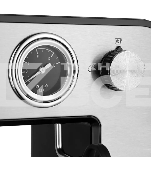 Кофеварка рожковая Kitfort КТ-7515 серебристый, исп. кофе - молотый, 1 л, 1450 Вт, 15 бар