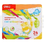 Карандаши цветные Deli EC00225 Color Emotion, трехгранный профиль, липа, 24 цвета, металлическая коробка (24шт), фото3