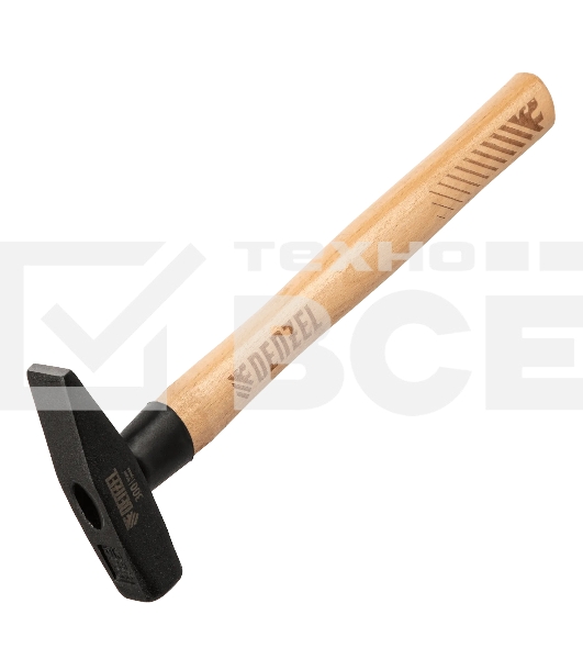 Молоток слесарный Denzel 300 г, кованый квадратный боек, буковая рукоятка