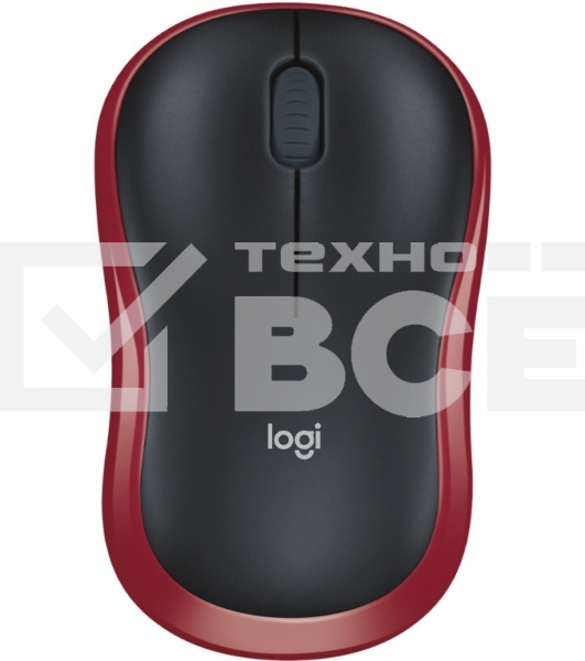 Мышь беспроводная Logitech M185, красный, 1000 dpi, радиоканал, USB, кнопки - 3