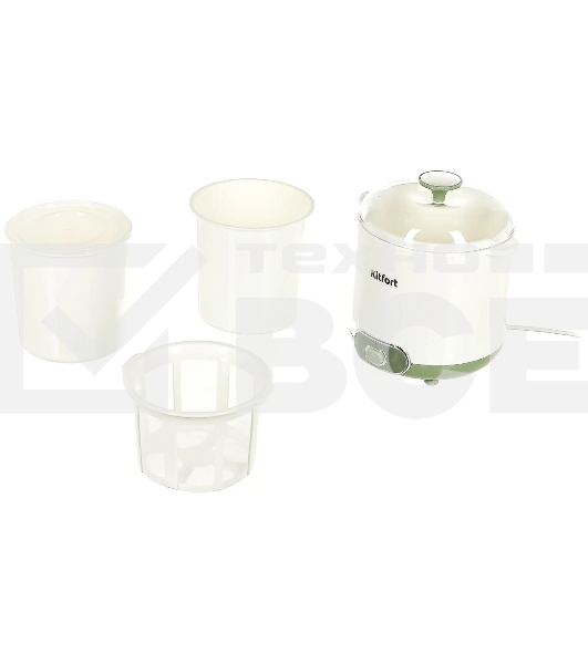 Йогуртница Kitfort KT-2005 20Вт 1б. 1500 мл белый/зеленый